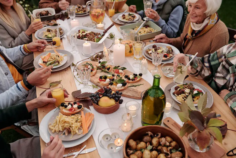 A picture of a festive holiday table set with plates of delicious food from IKEA's Christmas food menu including Gravad Lax, Växtbollar, Veggie Dog, and vegan Soft Serve.