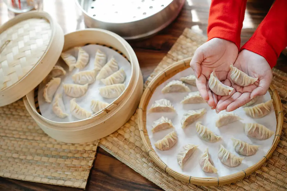 Image of delicious soup dumplings served in a steamer, with steam rising from them.