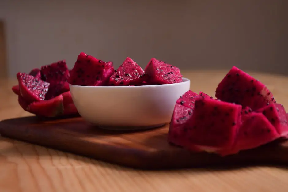 Image of frozen dragon fruit, a tropical delicacy native to Central America, becoming popular due to its health benefits, versatility, and social media exposure. The image shows the vibrant color and distinct appearance of dragon fruit.
