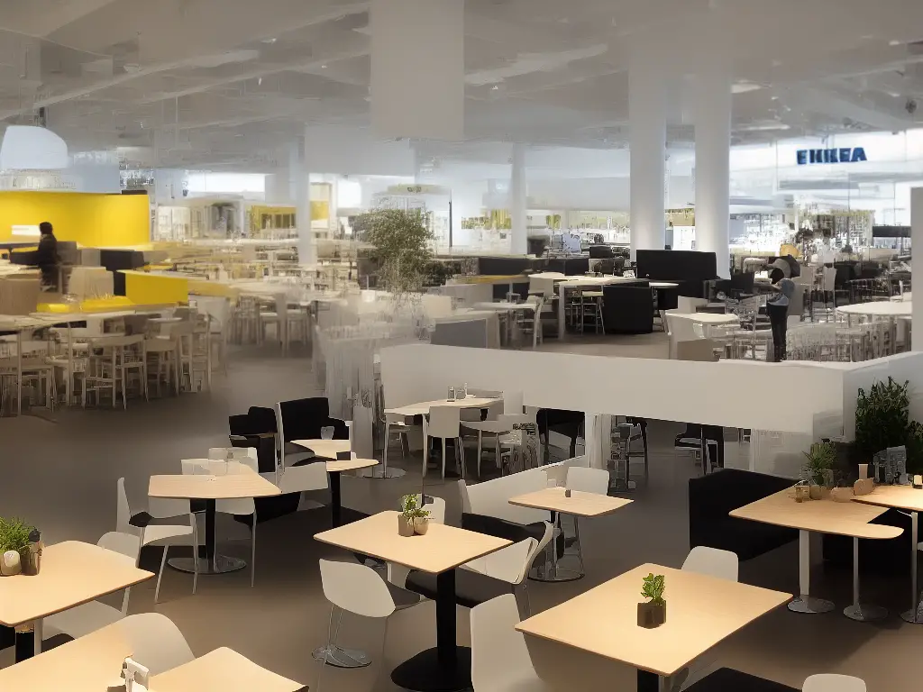 A picture of the IKEA Restaurant Chicago showing the modern design and layout, with comfortable seating and a stylish ambiance.