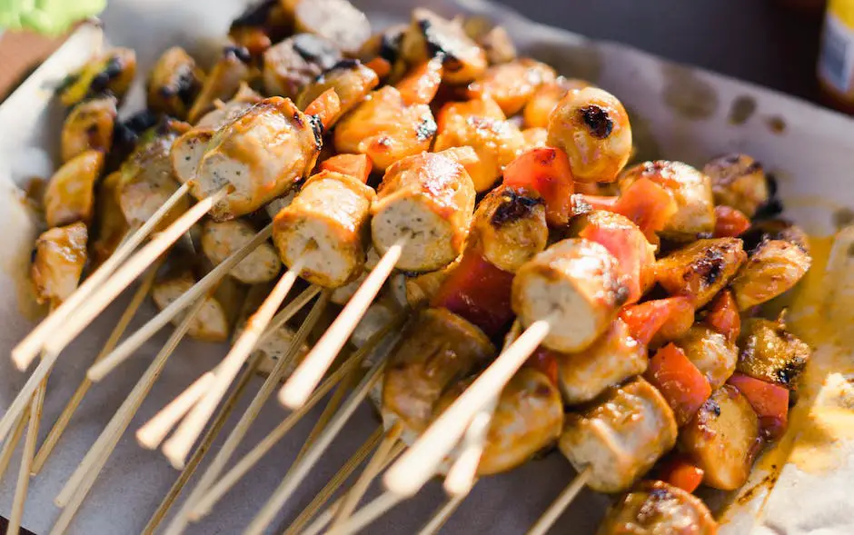 A plate of delicious Chicken Skewers from Costco, perfect for a party or gathering.