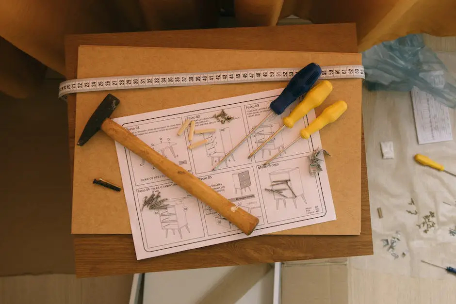 A helpful image showing a person assembling Ikea furniture step by step