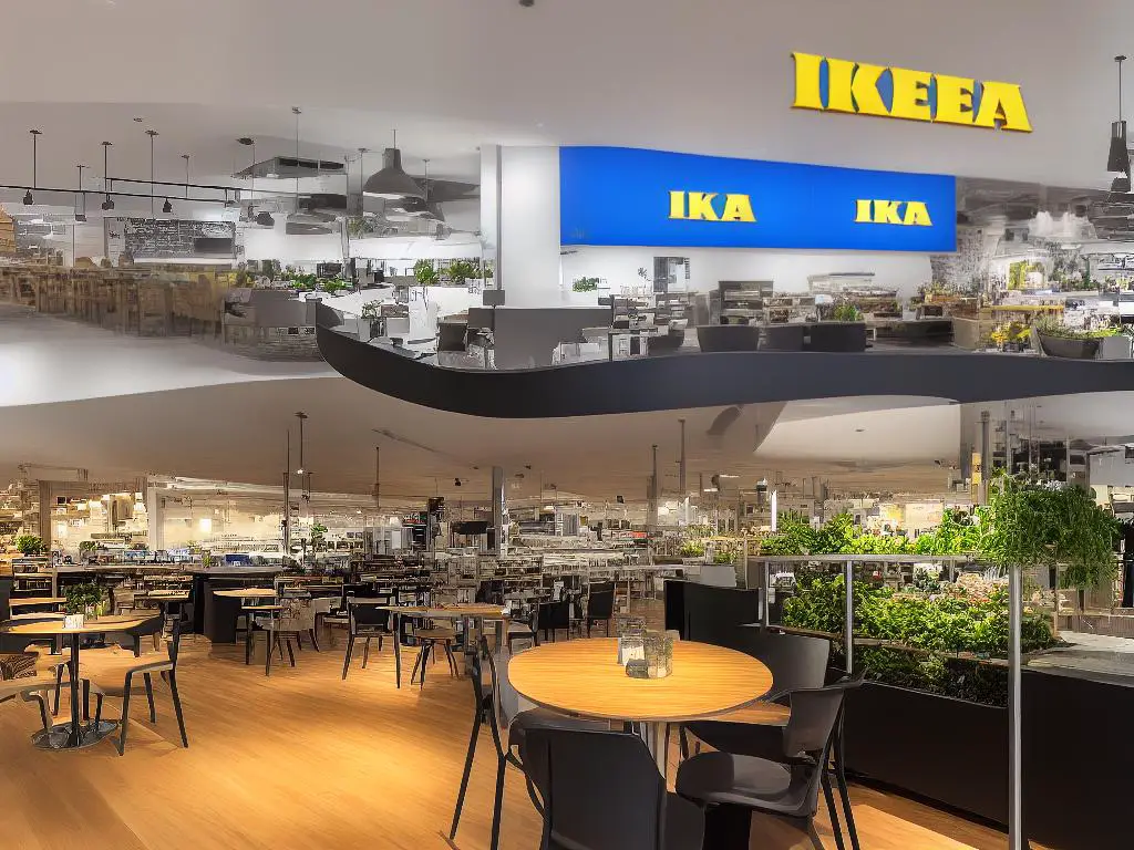 An image of the IKEA restaurant in Edmonton showcasing its diverse dietary menu options with plant-based meals and salads on display.